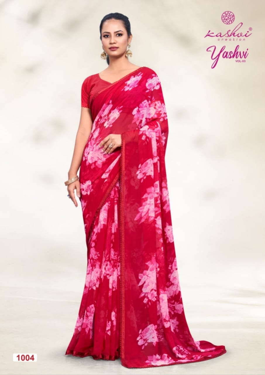 Yashvi Vol 3 By Kashvi Daily Wear Printed Georgette Sarees Wholesale Price In Surat